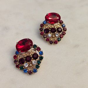 Vintage multicolor crystal rhinestone earrings